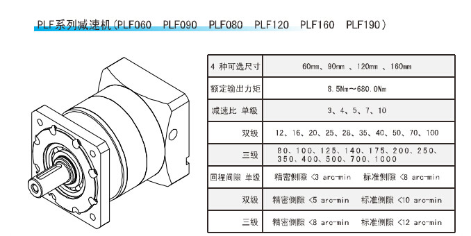 PLF90精密行星減速機(jī)參數(shù)